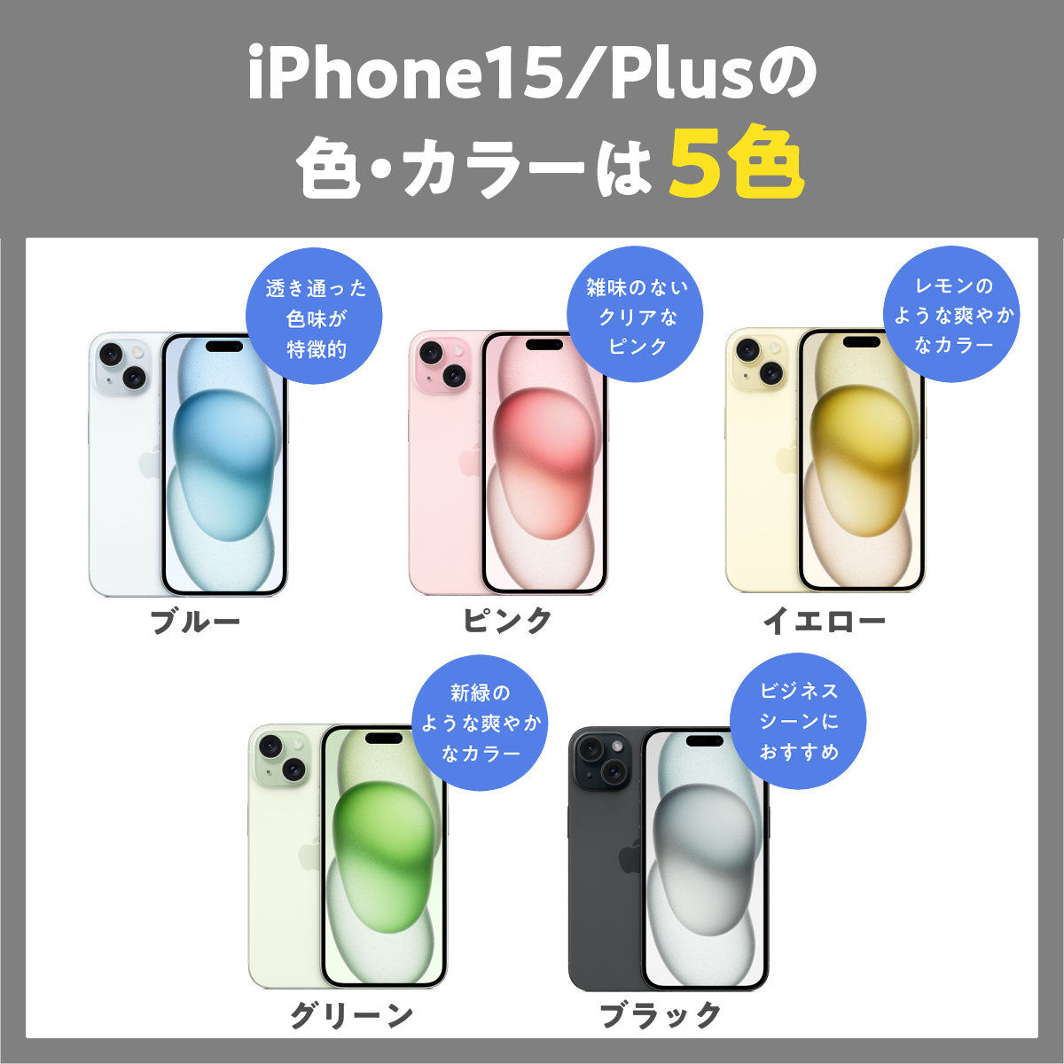 iPhone15/15 Plusのカラー