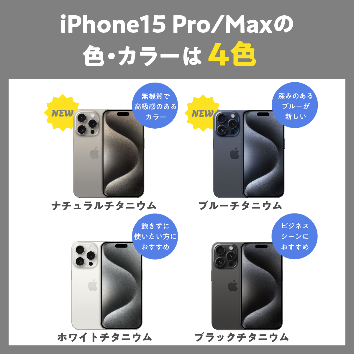 iPhone15 Pro/Pro Maxのカラー